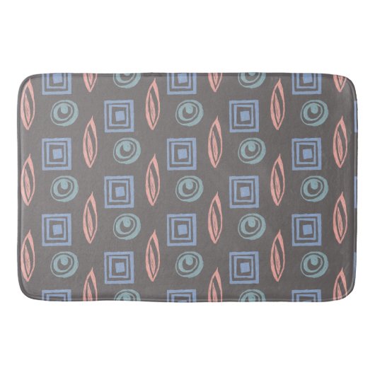 Modernes Retro Inspiriertes Muster Blaue Minze Ros Badematte (Vorderseite)