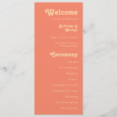 Modernes Retro | Korallencreme-Hochzeitsprogramm Programm (Vorderseite)