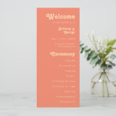 Modernes Retro | Korallencreme-Hochzeitsprogramm Programm (Stehend Vorderseite)