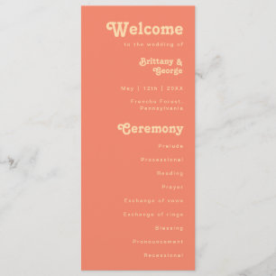 Modernes Retro   Korallencreme-Hochzeitsprogramm Programm