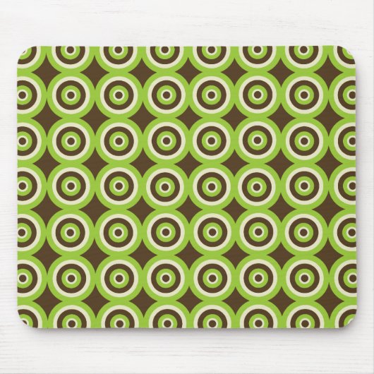 Modernes Retro Kreis-Grün u. Brown Mousepad (Vorne)