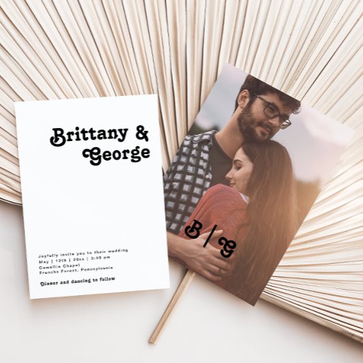 Modernes Retro-Letter Lässiges Foto Monogramm Einladung