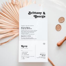 Modernes Retro Letting Siegel und Senden All In One Einladung