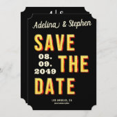 Modernes Retro Light Marquee Broadway Foto Save The Date (Vorne/Hinten)