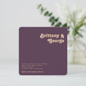 Modernes Retro | Lila Square Rounded Edges Wedding Einladung (Stehend Vorderseite)