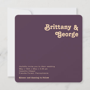 Modernes Retro Lila Square Rounded Edges Wedding Einladung