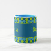 Modernes Retro-Link-Muster in Blau und Grün Tasse (Zentrum)