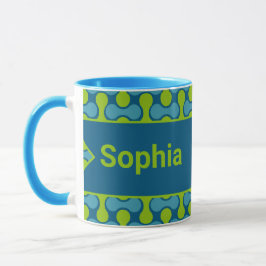 Modernes Retro-Link-Muster in Blau und Grün Tasse