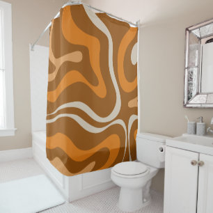 Modernes Retro Liquid Swirl 70er Abstraktes Muster Duschvorhang