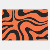 Modernes Retro Liquid Swirl Abstrakt Schwarz Orang Geschenkpapier Set (Vorderseite 2)