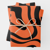 Modernes Retro Liquid Swirl Abstrakt Schwarz Orang Geschenkpapier Set (Beispiel)