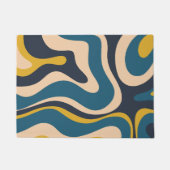 Modernes Retro Liquid Swirl Abstraktes Muster Blau Fußmatte (Vorderseite)
