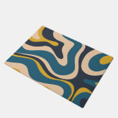 Modernes Retro Liquid Swirl Abstraktes Muster Blau Fußmatte (Schrägansicht)