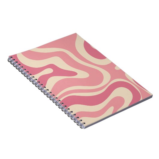 Modernes Retro Liquid Swirl Abstraktes Muster Pink Notizblock (Rechte Seite)