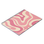 Modernes Retro Liquid Swirl Abstraktes Muster Pink Notizblock (Linke Seite)