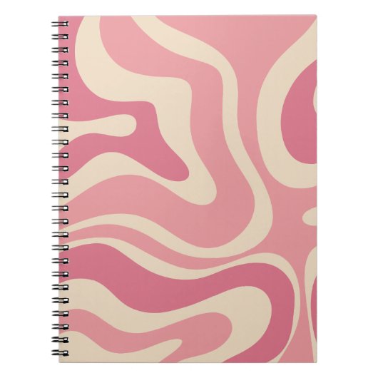 Modernes Retro Liquid Swirl Abstraktes Muster Pink Notizblock (Vorderseite)