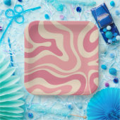 Modernes Retro Liquid Swirl Thulische Abstrakte Mu Pappteller (Party)