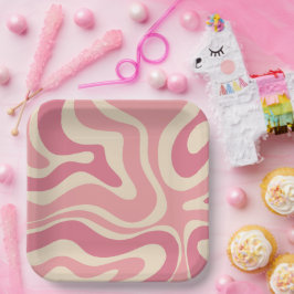 Modernes Retro Liquid Swirl Thulische Abstrakte Mu Pappteller