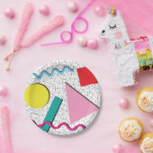 Modernes Retro-Memphis-Muster der 80er Jahre Pappteller (Party)