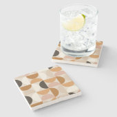 Modernes Retro-Muster aus dem Mittelalter - braune Steinuntersetzer (Seitenansicht)