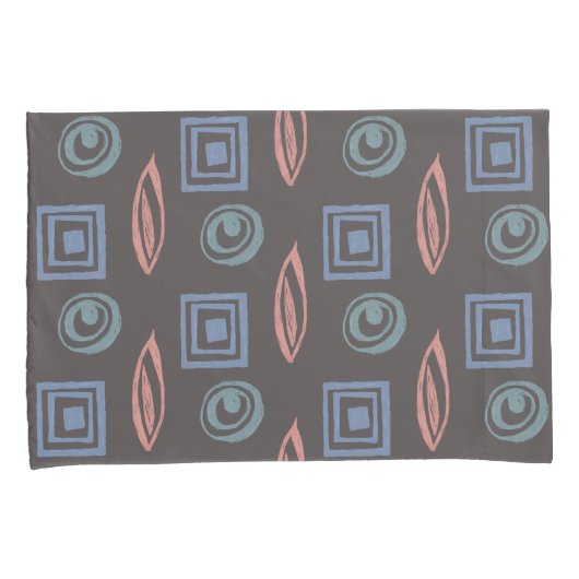 Modernes Retro Muster Blaue Rose Gold Minze Kissenbezug (Vorderseite-Rechts)