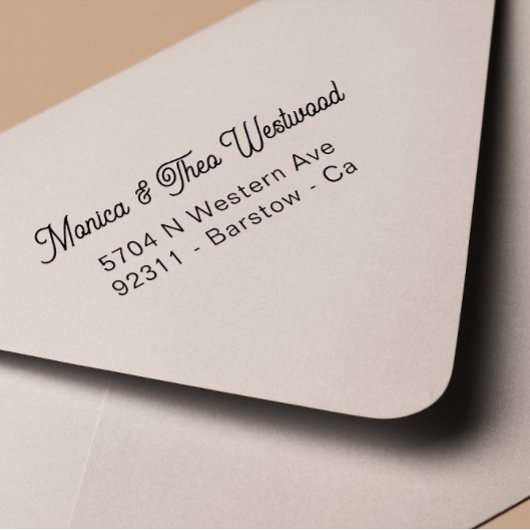 Modernes Retro Name & Anschrift Hochzeit Permastempel