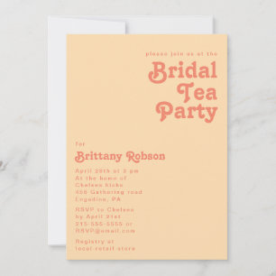 Modernes Retro Orange Cream Bridal Tee Party Einladung