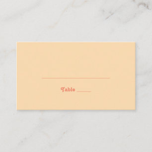 Modernes Retro Orange Cream Flat Wedding Platzkarte