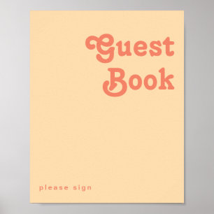 Modernes Retro   Orange Cream Guest Book Sign Poster