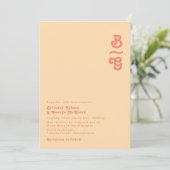 Modernes Retro | Orange Cream Monogram Wedding Einladung (Stehend Vorderseite)