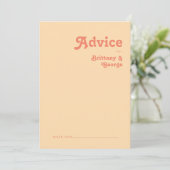 Modernes Retro | Orange Cream Wedding Advice Card Hinweiskarte (Stehend Vorderseite)