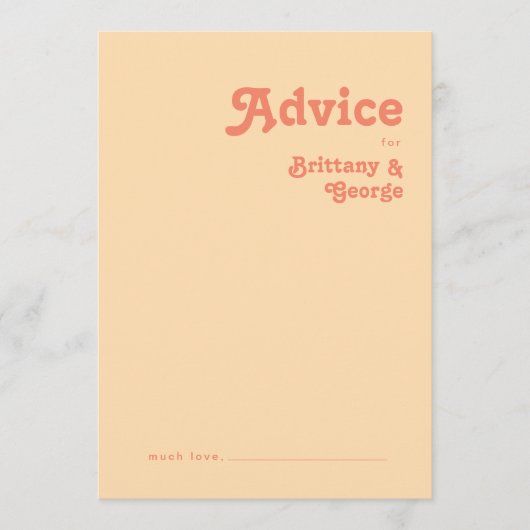 Modernes Retro | Orange Cream Wedding Advice Card Hinweiskarte (Vorderseite)