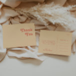 Modernes Retro | Orange Cream Wedding Vielen Dank Postkarte<br><div class="desc">Dieses moderne Retro | Orangencreme Hochzeit danke Postcard ist perfekt für Ihre Vintage, farbenfrohe tropische boho Sommerhochzeit. Sein einzigartiger böhmischer Schriftart aus der Mitte des Jahrhunderts verleiht diesem Design eine klassisch minimalistische Hippie-Atmosphäre. Wenn Sie ein Design suchen, das helle, kühne Farben für Ihre kreative 70er Strandhochzeit bietet, dann sind dieses...</div>