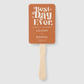 Modernes Retro Orange Hochzeitsprogramm Fächer (Vorderseite)