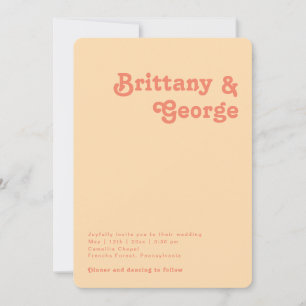Modernes Retro   Orange Lässig Rounded Edges Weddi Einladung