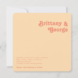 Modernes Retro | Orange Square Rounded Edges Weddi Einladung