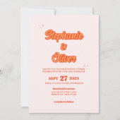 Modernes Retro Orange Terracotta 70er Wedding Einladung (Vorderseite)