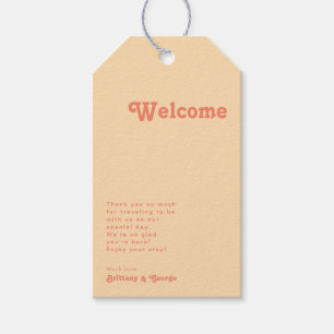 Modernes Retro   Orangefarbene Creme Begrüßung Geschenkanhänger