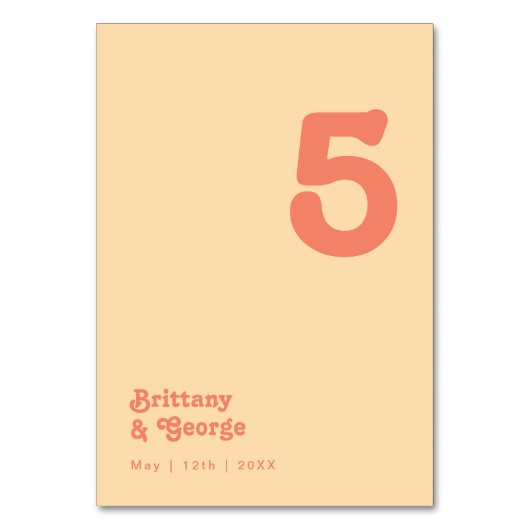 Modernes Retro | Orangefarbene Creme Tischnummer (Rückseite)