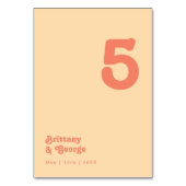 Modernes Retro | Orangefarbene Creme Tischnummer (Vorderseite)