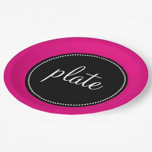 Modernes Retro personalisiertes kundenspezifisches Pappteller (Schrägansicht)