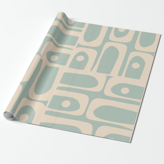 Modernes Retro Piquet Light Celadon Blue Geschenkpapier (Ungerollt)