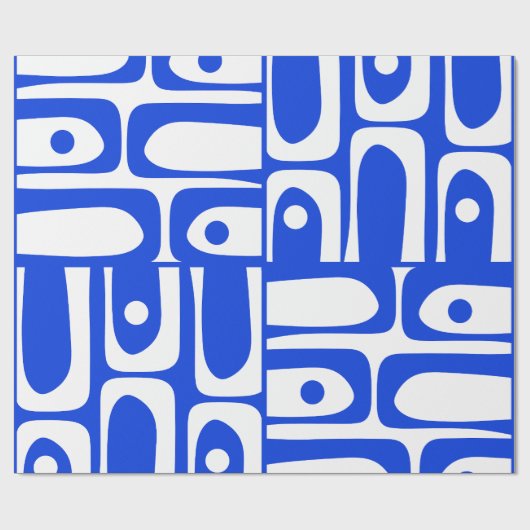 Modernes Retro Piquet Royal Blue Pattern Mitte des Geschenkpapier (Flach)