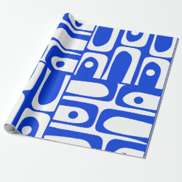 Modernes Retro Piquet Royal Blue Pattern Mitte des Geschenkpapier