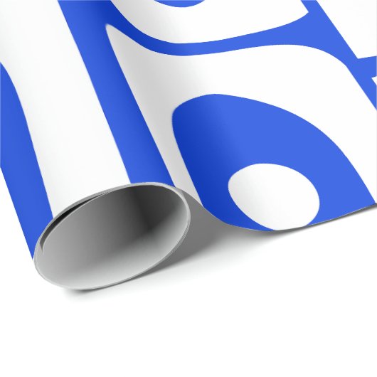 Modernes Retro Piquet Royal Blue Pattern Mitte des Geschenkpapier (Rolleneckpunkt)