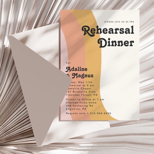 Modernes Retro-Probe-Dinner der 70er Jahre Einladung