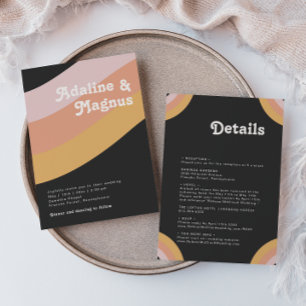 Modernes Retro-Rainbow-Dunkel der 70er Jahre - all Einladung