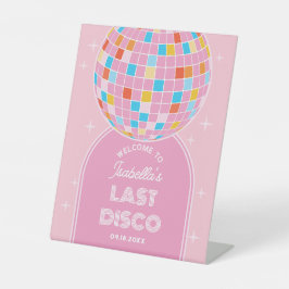 Modernes Retro Rosa Disco Ball Bacheloretto Herzli Sockelschild