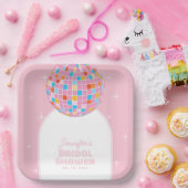 Modernes Retro Rosa Diskothek Ball 70er 80er Braut Pappteller (Party)