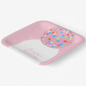 Modernes Retro Rosa Diskothek Ball 70er 80er Braut Pappteller (Gewinkelt)